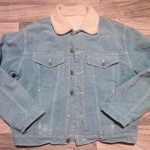 Light Blue Corduroy and Sherpa Jacket